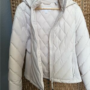 Calvin Klein Cream Puffer Jacket with Quilted Design-New Without Tags
